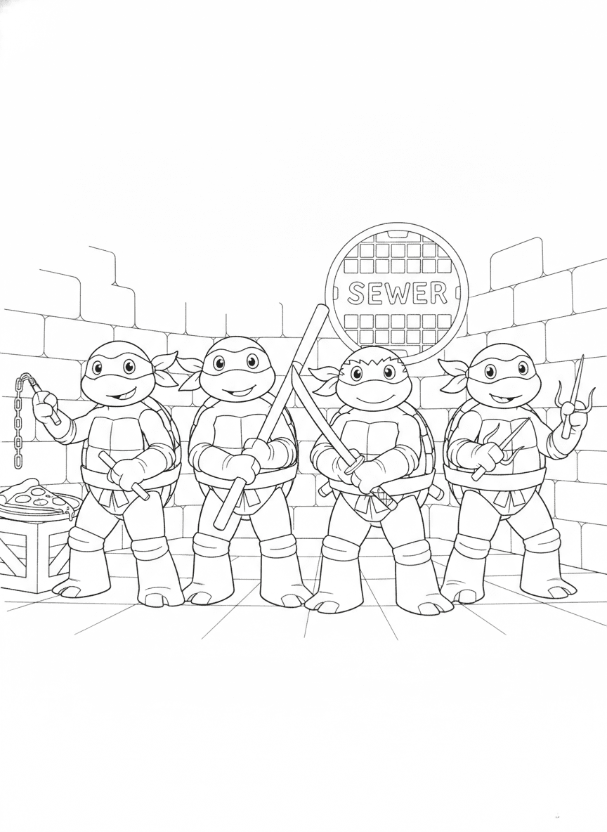Ninja Turtles Coloring Page — free printable coloring page