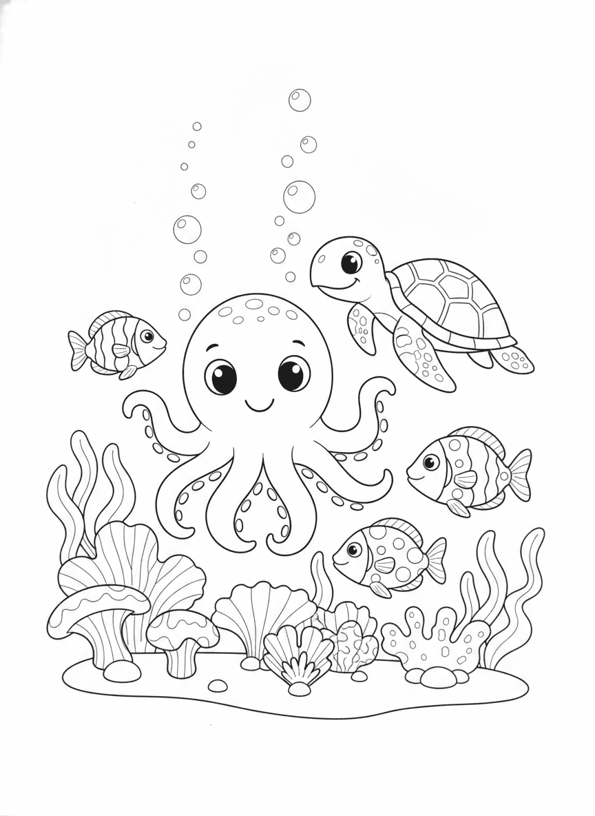 Friendly Octopus Coloring Page — free printable coloring page