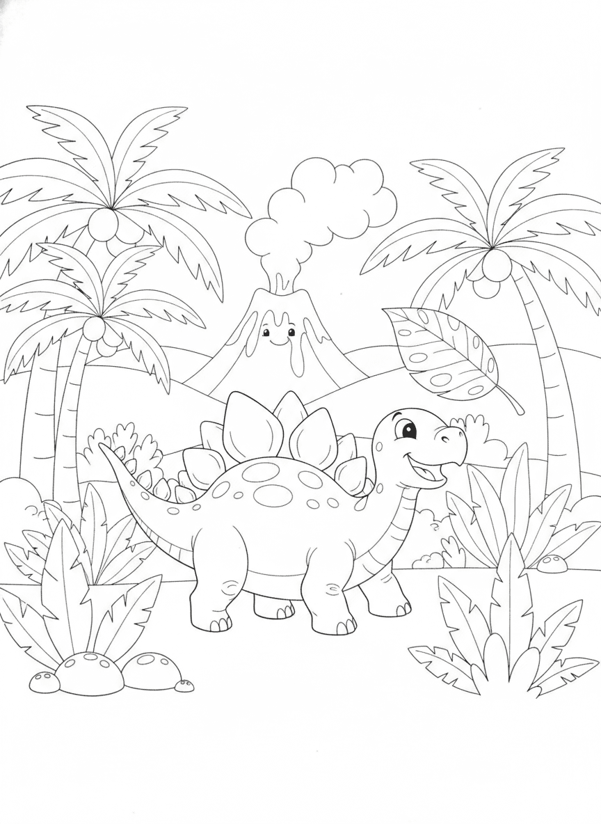 Friendly Stegosaurus Coloring Page — free printable coloring page