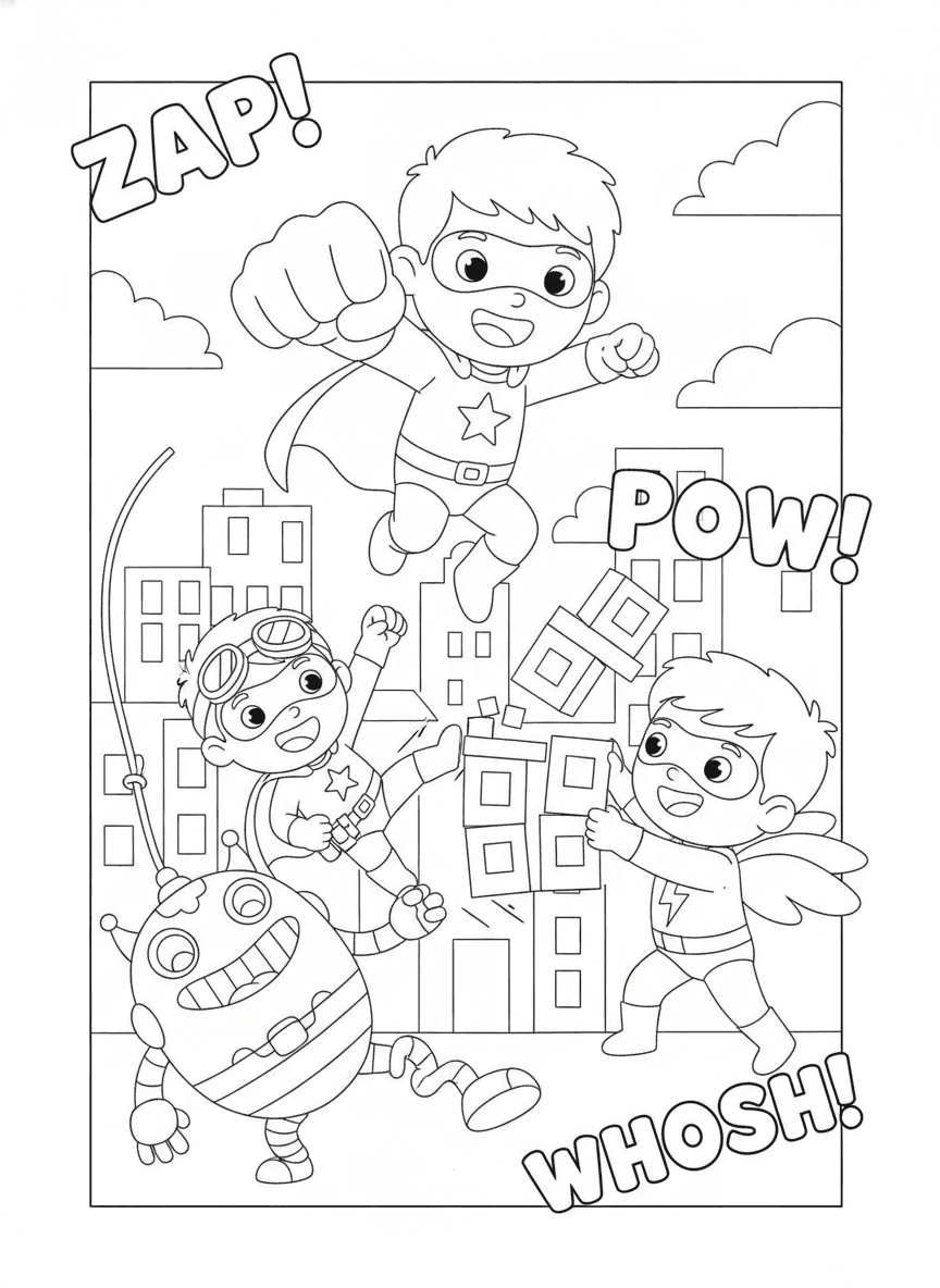 Brave Superheroes Coloring Page — free printable coloring page