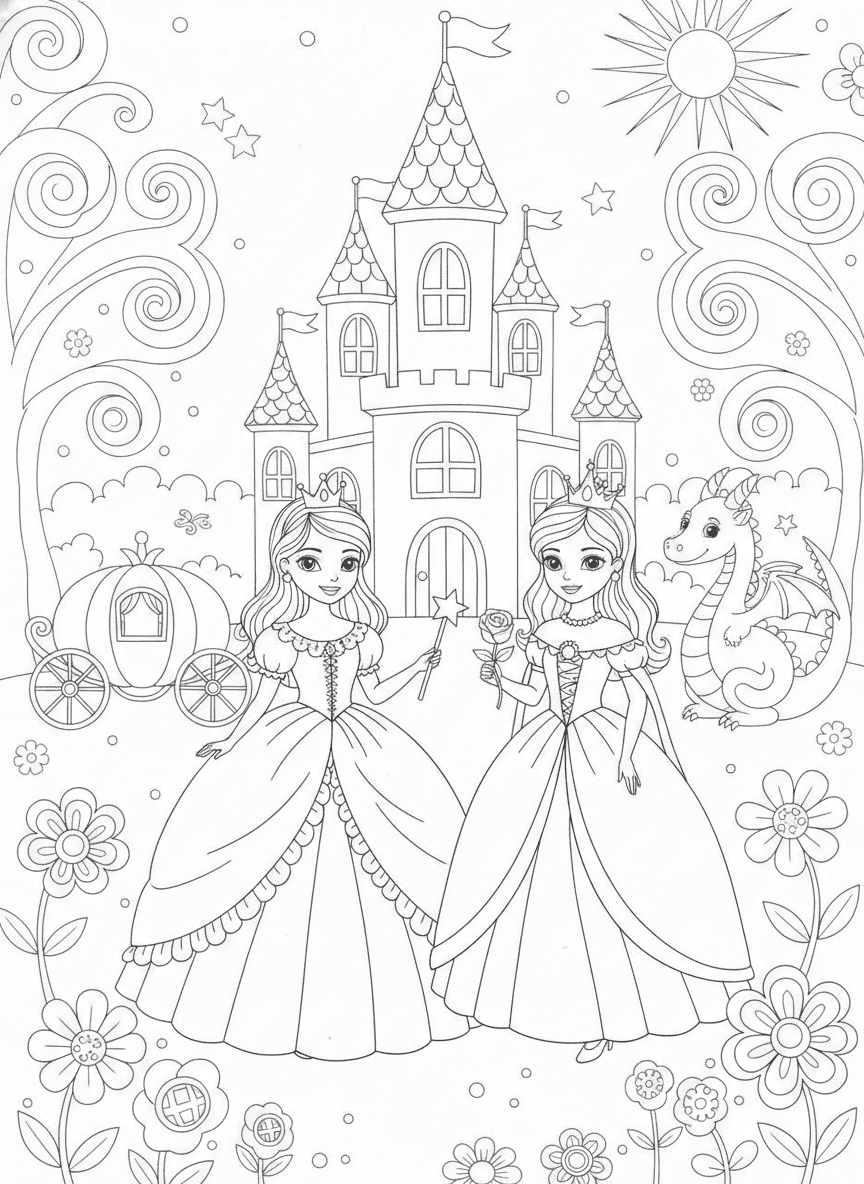Magical Princess Coloring Page — free printable coloring page