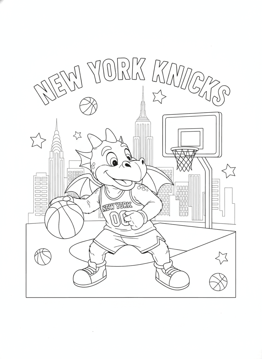 New York Knicks Coloring Page — free printable coloring page