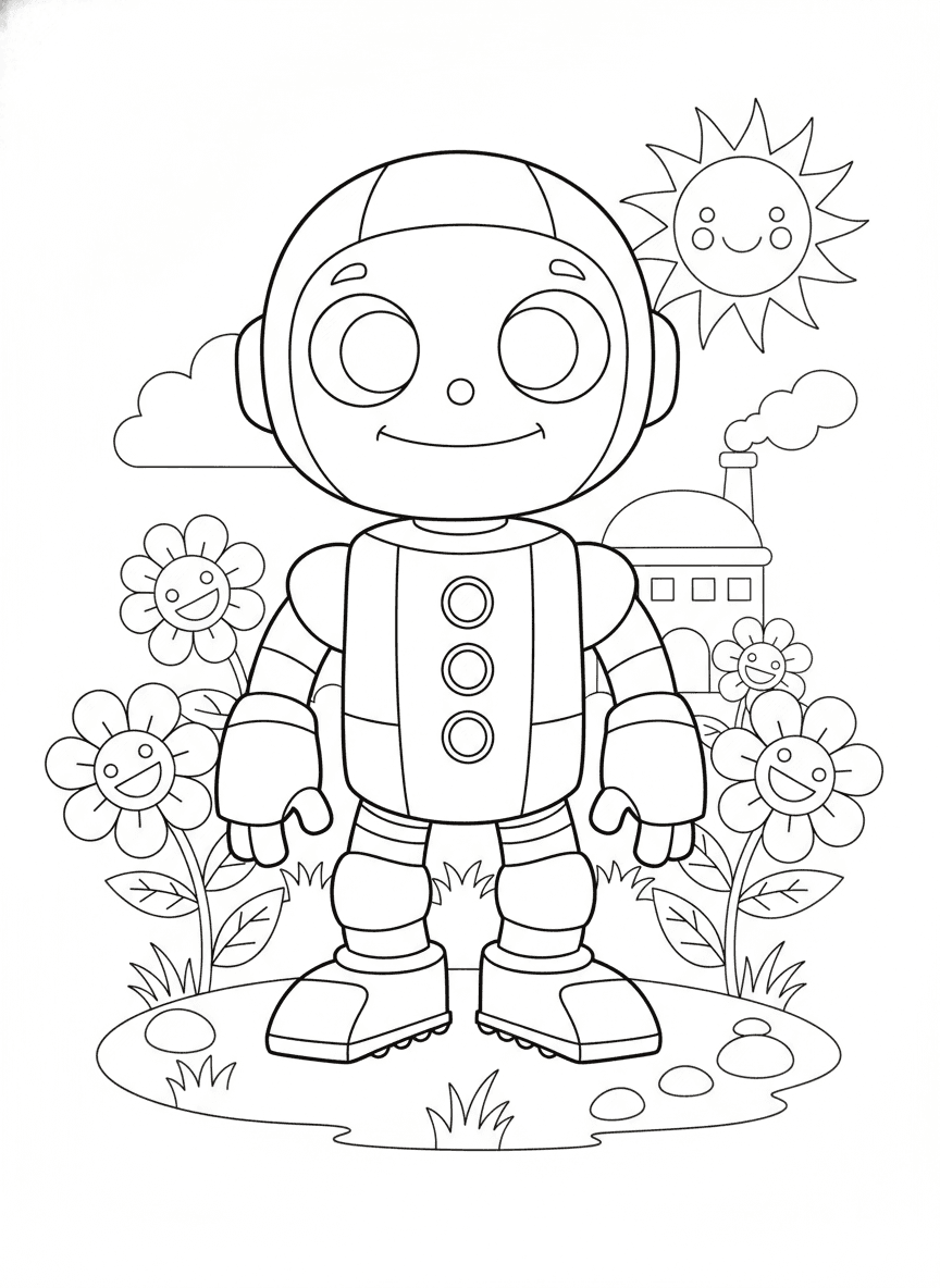 Cute Robot Coloring Page — free printable coloring page