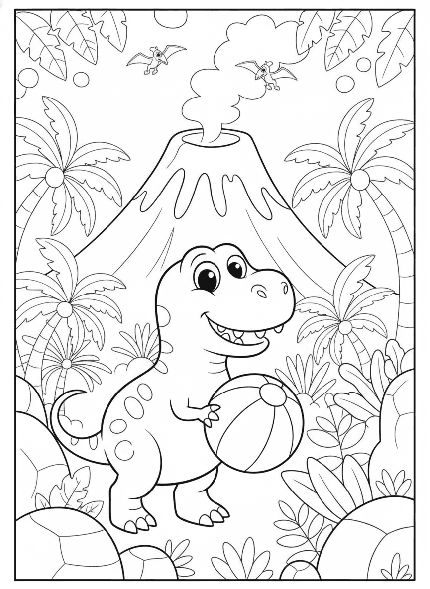 Friendly T-Rex Coloring Page — free printable coloring page