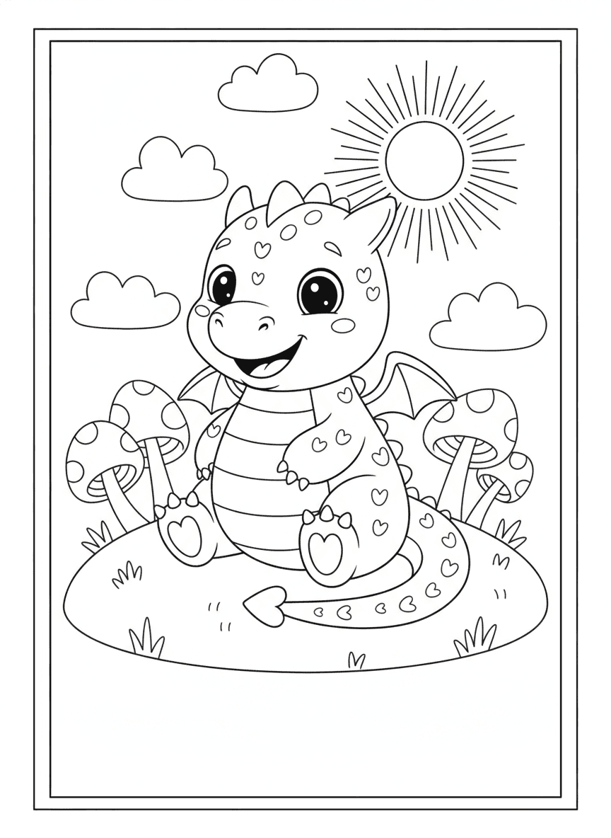 Cute Dragon Coloring Page — free printable coloring page