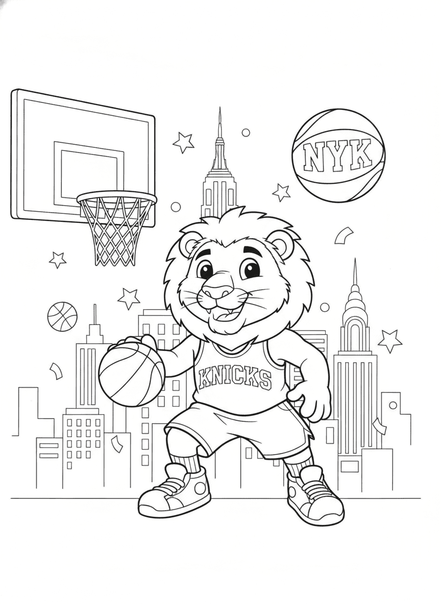 New York Knicks Coloring Page — free printable coloring page