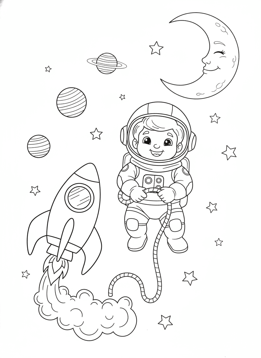 Cute Astronaut Coloring Page — free printable coloring page