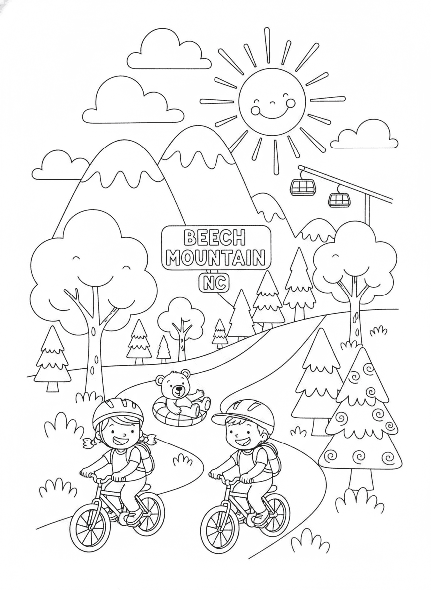 Beech Mountain Outdoor Fun Coloring Page — free printable coloring page